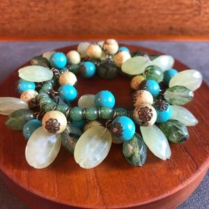 Beaded bracelet green western southwest turquoise costume fashion
